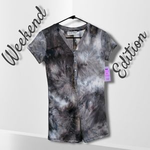 🤎Tie-Dye One-Piece button up Short-sleeved/Shorts Romper Size SP